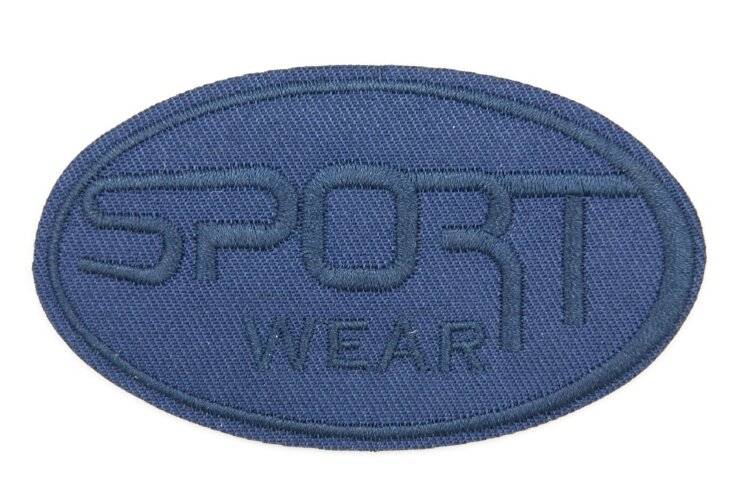 Термоаппликация, овал Sport wear, 4.8х8.5cм, т.синий (5477 Б)