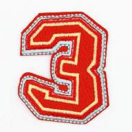 Термоаппликация, цифра "3", 5.5х4см, красная (01576) - Термоаппликация, цифра "3", 5.5х4см, красная (01576)