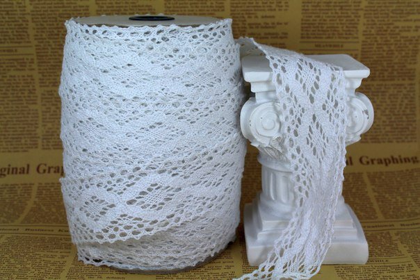 Кружево вязаное, 4.5см, края-мелкие зубчики, ромбы, 1м