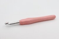 Крючок для вязания, d8мм, 14см, србр металл, силиконовая ручка (03931)