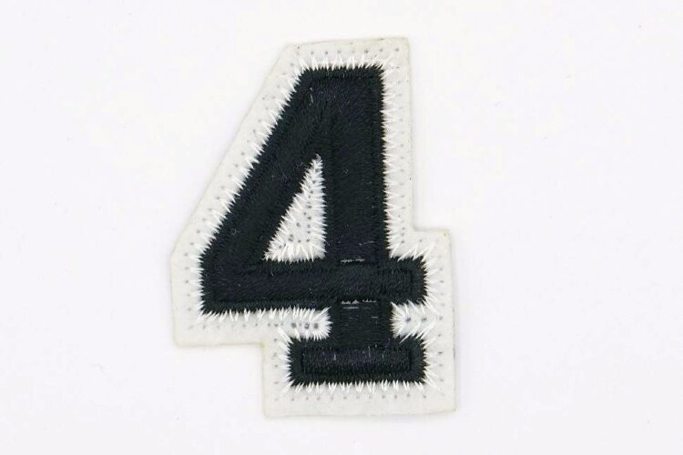Термоаппликация, цифра "4", 4.5х3см, черно-белая (01587)