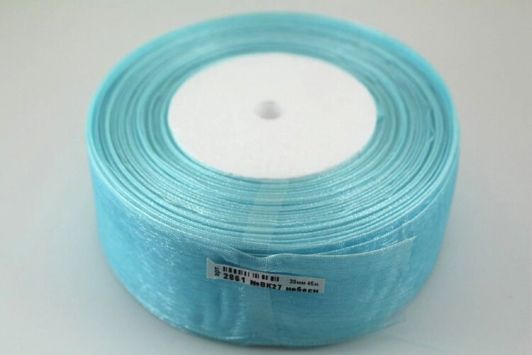 Лента капрон 38мм, №27 небесный, 45м (2861)