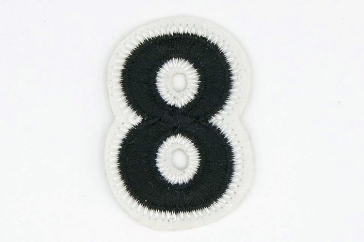 Термоаппликация, цифра "8", 4.5х3см, черно-белая (01587)
