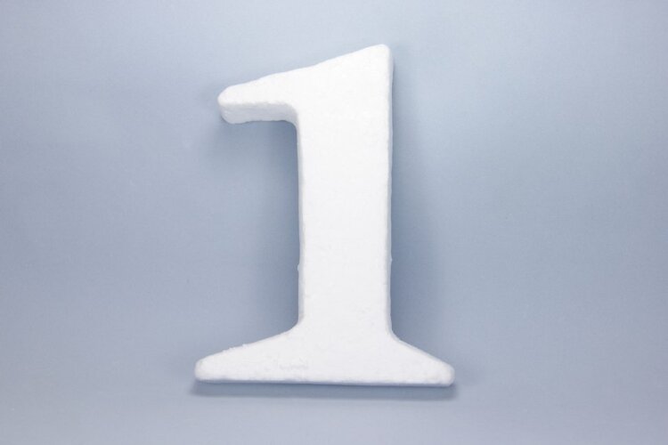 Цифра пенопласт, "1"  14х2см, 1шт (Е5421)