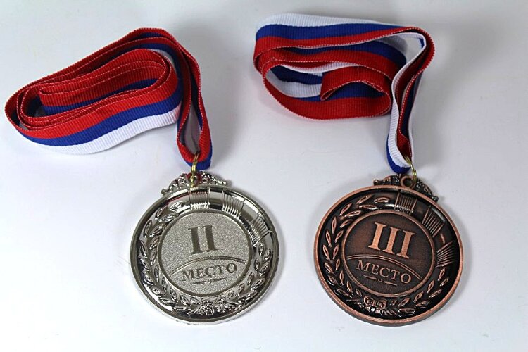 Медаль, "III место", 6х0.3см, лента триколор (А6392)
