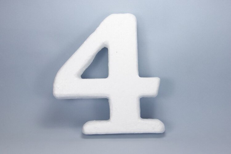 Цифра пенопласт, "4"  14х2см, 1шт (Е5424)