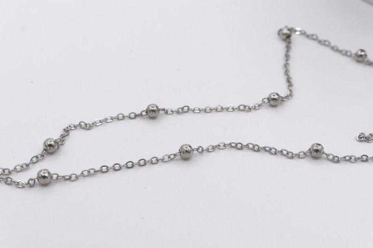 Цепь, шарики d3.5мм, расст. между 3.5см, звено 2.5х2мм, србр, 1м (1806)