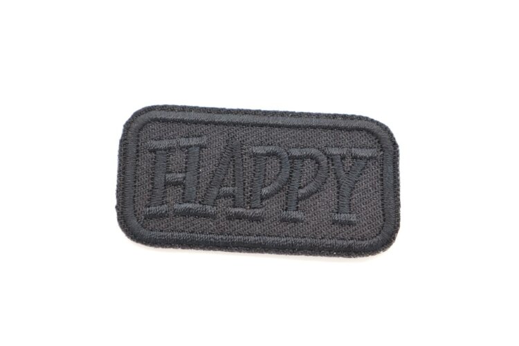 Термоаппликация, прямоуг. Happy, 5х2.5см, черный (А8285)