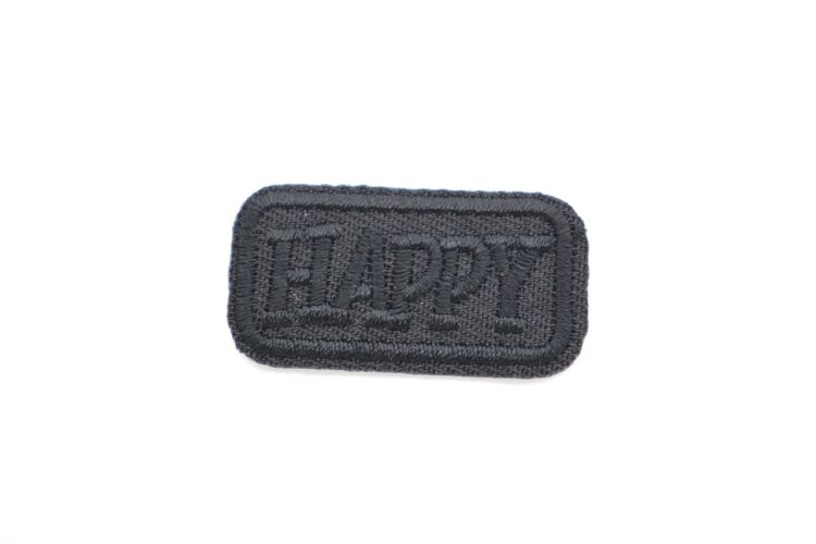 Термоаппликация, прямоуг. Happy, 3.5х2см, черный (А8284)
