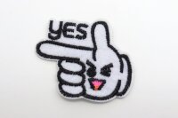 Термоаппликация, ладонь-смайлик, yes, 4х4см, белый (01582)